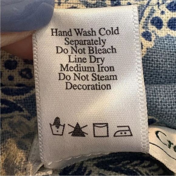 Coldwater Creek Blue White Floral Beaded‎ Linen Blend Jacket Women’s PL (BR) - Picture 4 of 4